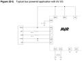 Atmel AT90USB128 typical bus powered application with 5V I/O