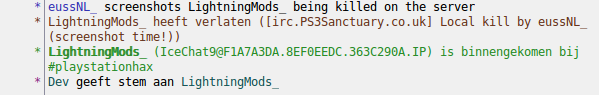 screenshots LightningMods_ being killed on the server