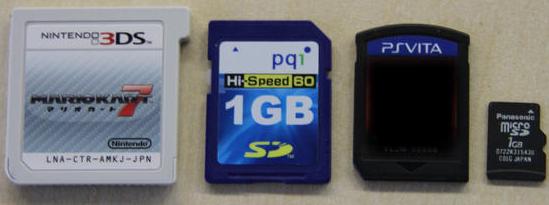 File:Comparison - Nintendo 3DS cart - common SD card - PSVita Gamecard - common microSD card - FRONTS.jpg